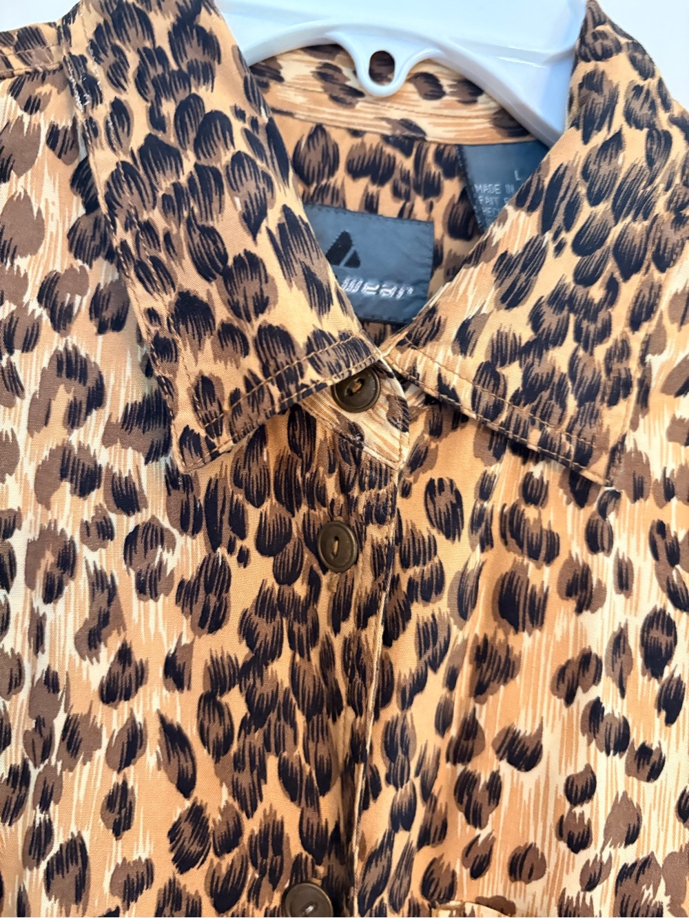 Vtg 90s Lizwear Leopard Print Shirt Womens L Long Sleeve Mob Wife Blouse Retro - Picture 6 of 7